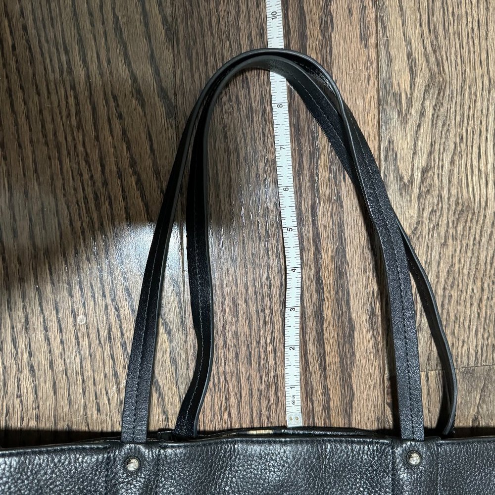 FURLA 100% Black Leather Tote Bag Pebbled Black - Picture 8 of 8